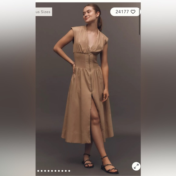 Anthropologie The Tommie Zip-Front Midi Dress - Picture 1 of 7